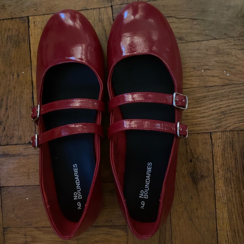 Red Mary Jane Flats